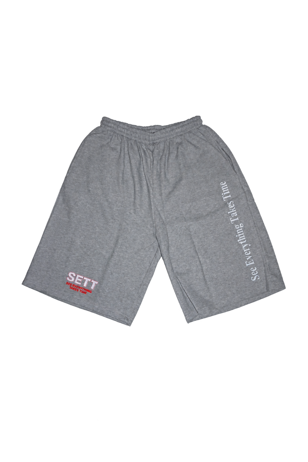 Gray shorts front view with background removed